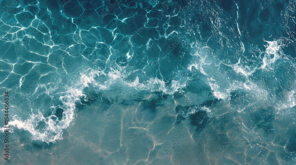 Poster calm top view of transparent water surface with gentle ripples and abstract wave patterns under natu