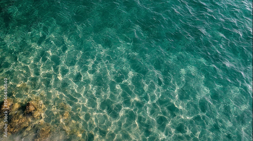 Poster calm top view of transparent water surface with gentle ripples and abstract wave patterns under natu