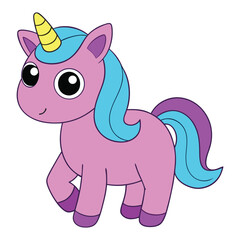 Naklejka premium Cute Cartoon Unicorn Vector Illustration