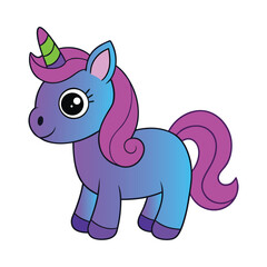 Naklejka premium Cute Cartoon Unicorn Vector Illustration