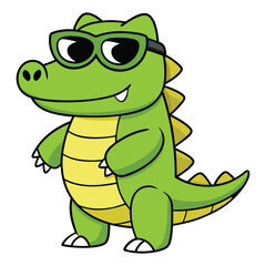 Fototapeta premium Cute Crocodile Cool Wearing Glasses Cartoon Vector Icon Illustration.