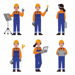 Set of Industrial and Construction Workers Illustrations