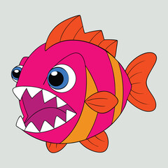 Aggressive Piranha Fish Vector Illustration