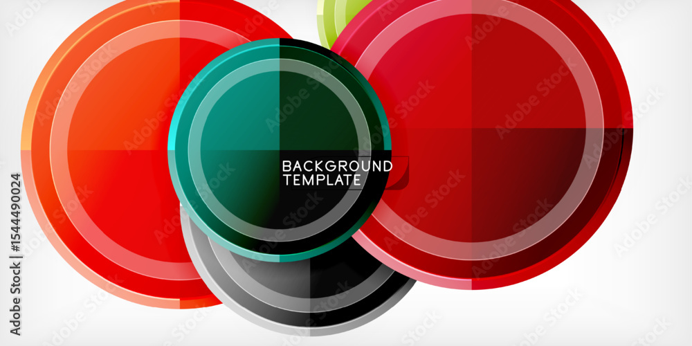 Aufkleber Abstract circles overlap, creating vibrant color gradients. Modern design element for backgrounds, templates, presentations.