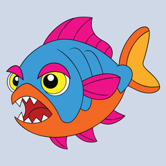 Aggressive Piranha Fish Vector Illustration