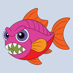 Aggressive Piranha Fish Vector Illustration