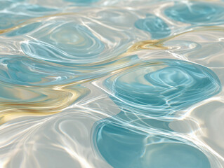Soft Abstract Water Ripples in Blue and Gold – AI Generated Design Background


