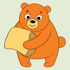 Fototapeta premium Cute bear holding a pillow cartoon vector illustration.