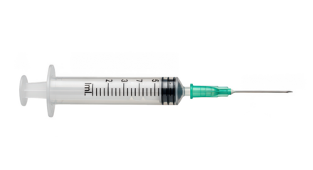 Medical syringe on black background