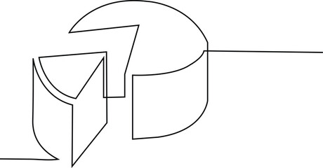 continuous line drawing of pie chart single line art vector illustration
