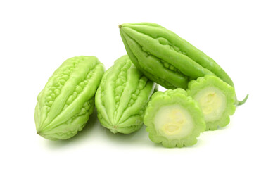 Bitter melon (Momordica charantia) isolated on white background