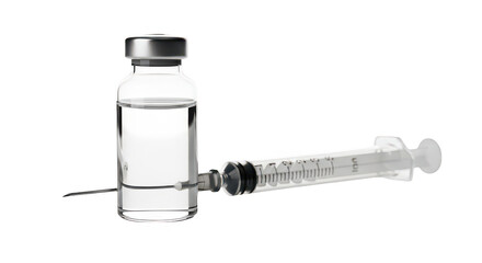 Medical vial and syringe isolated