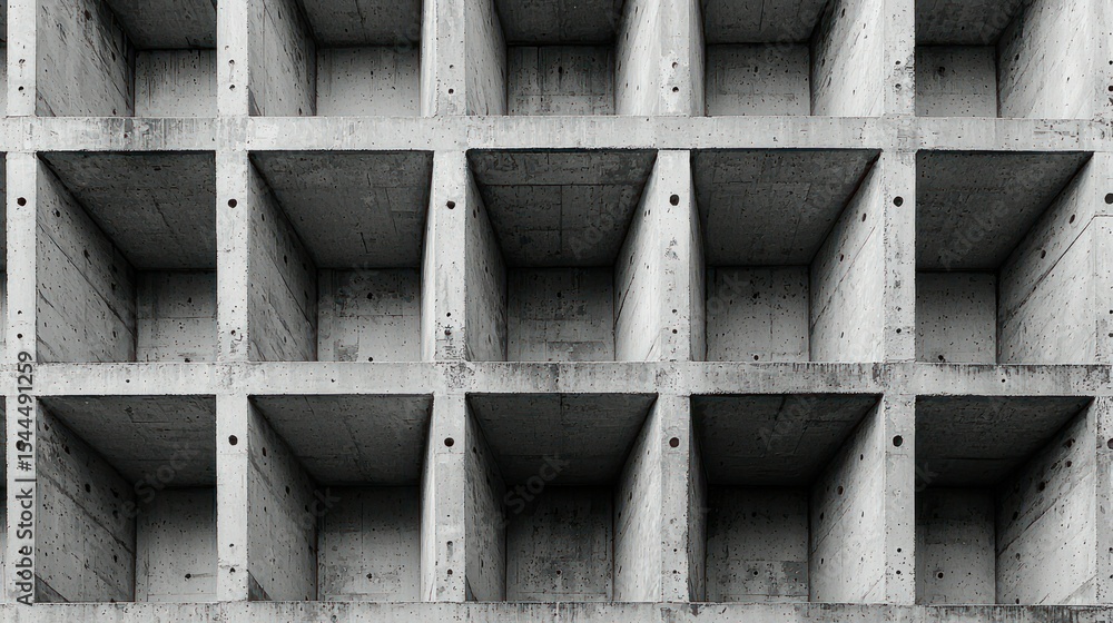 Aufkleber a concrete wall with square cubicles arranged in a grid pattern.