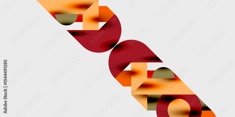 Poster Abstract geometric shapes overlap, creating dynamic composition. Warm colors dominate neutral background. Modern design elements present.