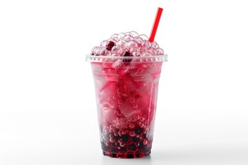 vibrant picture of bubble tea red isolated on white