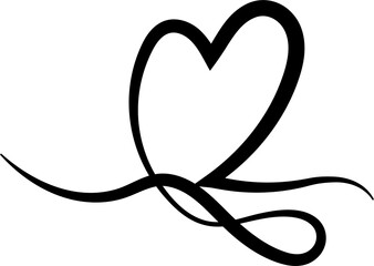 Heart continuous line drawing. Decorative design