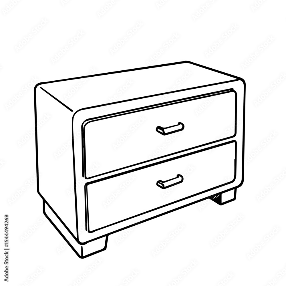 Poster simple two-drawer nightstand with clean lines and minimalist design. this compact bedside table feat