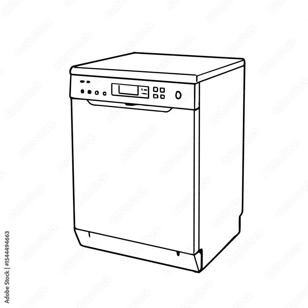 Aufkleber modern built-in dishwasher with digital display and control panel. appliance features a sleek design