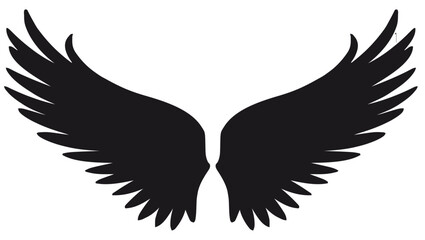 Obraz premium silhouette displays a pair of majestic wings spread wide. The bold black outline on white symbolizes freedom, strength, and spirituality.