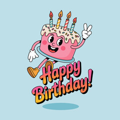 Happy Birthday Cake with Four Candles