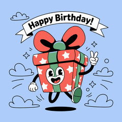 Happy Birthday Gift Box with Banner