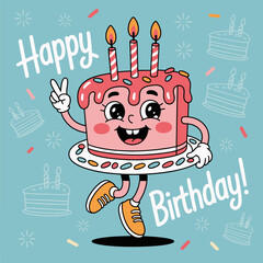 Happy Birthday Cake with Colorful Candles
