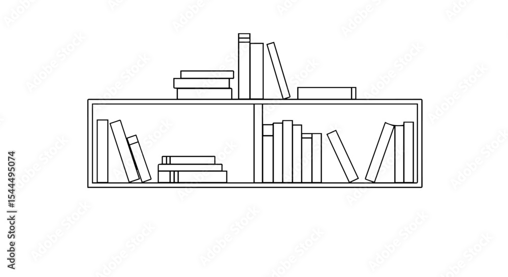 Aufkleber simple bookshelves with books. bookshelf design includes various books sizes and arrangements. styli