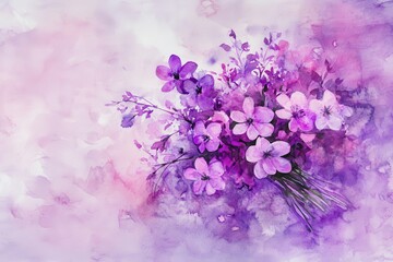 pixel perfect image of Watercolor purple floral bouquet collection