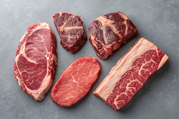 Assorted Cuts of Premium Beef A Butcher's Selection of Steaks and Roasts