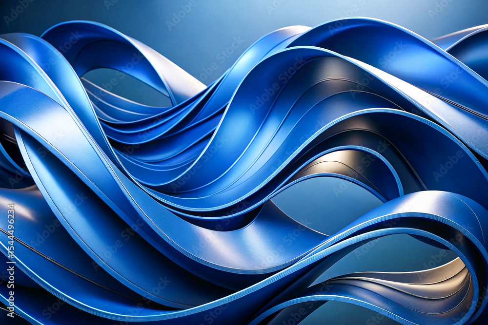 Aufkleber abstract blue background with dynamic, futuristic wave patterns and artistic light curves