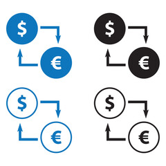 Money exchange icon vector. Money exchange solid and line icon. vector illustration. eps file. 