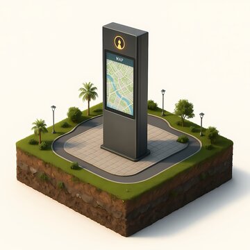 Digital Wayfinding Tower with City Map Display