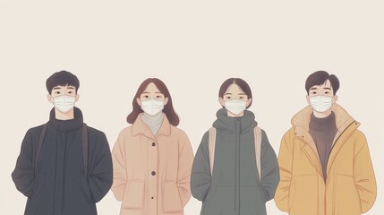 Group of Young People Wearing Masks