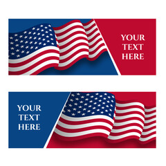 USA labor day banners in flat style