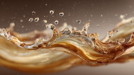 High resolution macro close-up of clear gin liquid pour with smooth flow and earthy toned muted cream background, minimal lighting enhancing clarity and texture in elegant beverage concept