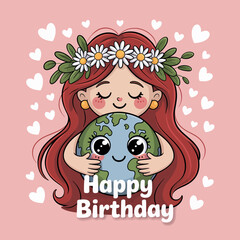 Birthday Girl with Earth