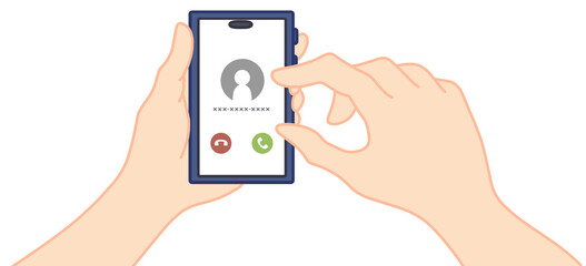 電話をかける手