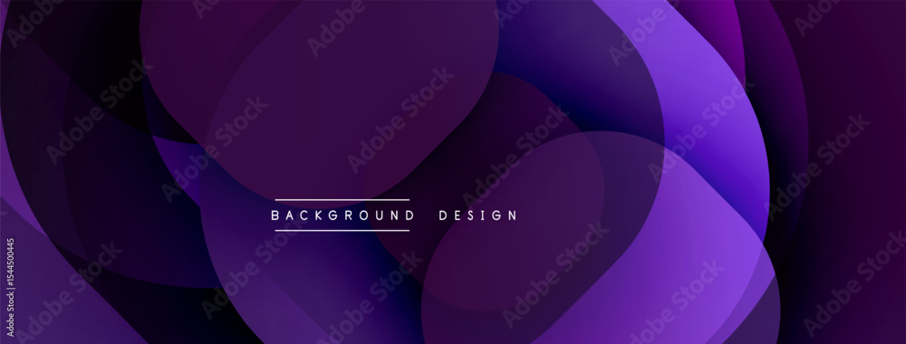 Aufkleber Abstract purple design features overlapping shapes. Modern, dynamic composition creates fluid visual effect. Minimalist text present.