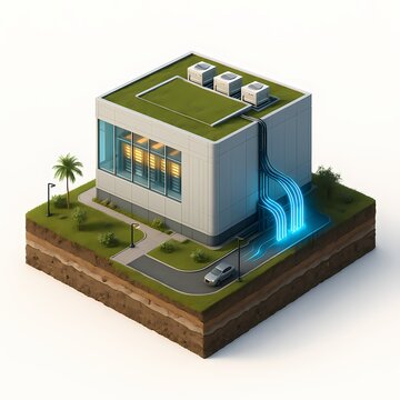 Modern Water Treatment Building with Green Roof