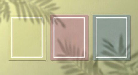 Tropical Mockups Pastel Frames in Sunlight with Shadow Play.
