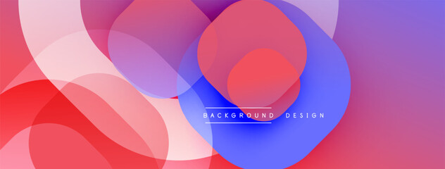 Abstract colorful overlapping circles create dynamic background. Gradient shades blend, forming modern visual texture.
