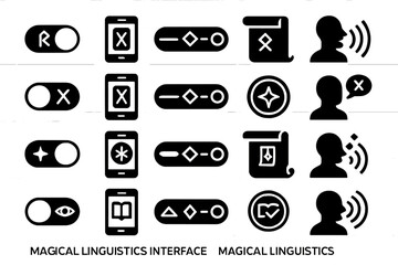Fantasy-themed UI icon set for magical linguistics and spell interfaces
