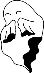 Sad ghost illustration with tears and hand-drawn style