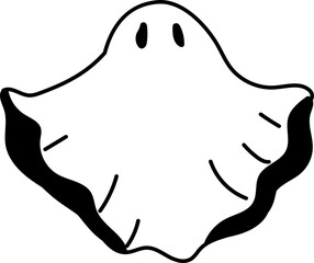 Ghost with bold black bottom, cartoon Halloween style