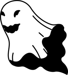 Spooky Halloween ghost with eerie eyes and dark shadow