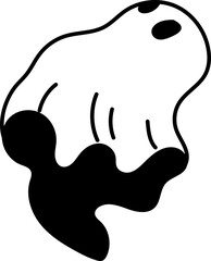 Wavy cartoon ghost with cute smiling face