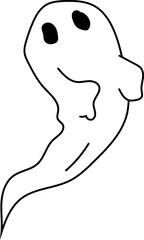 Simple floating ghost line art for Halloween designs