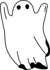 Surprised ghost with raised arms in classic Halloween style