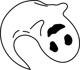 Sleeping ghost with curled body, Halloween illustration