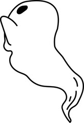 Floating ghost flying sideways with minimal black lines